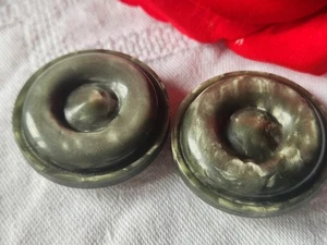 Duo Large Vintage Gray Speckled Buttons High Foot 3.4 Cm Ref 3166 - Picture 1 of 3