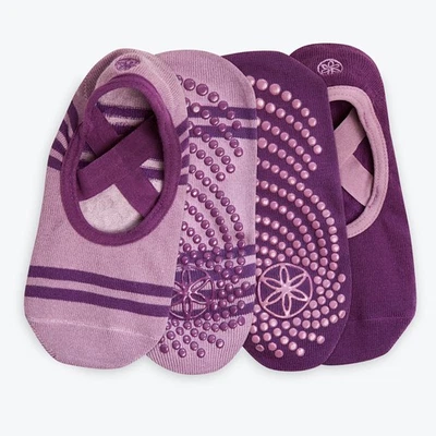 GAIAM 2-Pack Grippy Yoga Barre Athletic Socks Purple Size Womens 5-10 & Mens 4-9 - Image 1 of 4