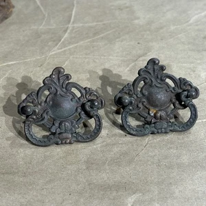 2 Matching Antique Singer Treadle Sewing Machine Drawer Pull Brass - Picture 1 of 8