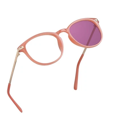 Blue Light Blocking Glasses, Photochromic Pink Sunglasses, Anti Eyestrain, Co... - Image 1 of 4
