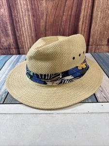 Original Panama Jack Straw Hat Mens Floral Tropical Band Size Large Lightweight - Picture 1 of 6