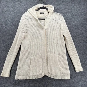 ATM Cardigan Sweater Womens S Ivory Wool Blend Snap On Hippie Cottagecore Casual - Picture 1 of 11