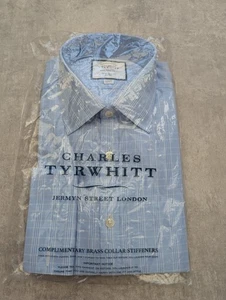 Charles Tyrwhitt Shirt 15.5 Extra Slim Fit Prince of Wales Cufflink Non Iron Top - Picture 1 of 6