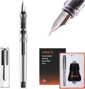 Self-Inking Fountain Pen Set, Auto Ink Refill No Cartridges or Converter Needed, - Picture 1 of 12