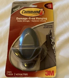 3M 17036MB-ES Damage-Free Graphite Command Double Hook Large, 3lbs. New In Pack - Picture 1 of 6
