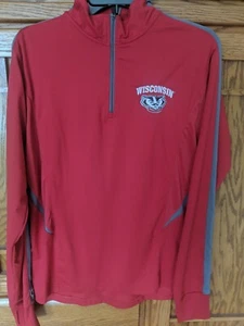 Unisex Holloway WI Badgers Long Sleeve Red Black Light Weight 1/4 Zip Pullover S - Picture 1 of 5