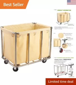 Commercial Laundry Cart with Wheels, 11.35 Bushel Large Laundry Tumbler with ... - Picture 1 of 7