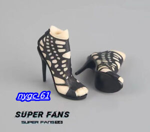 1/6 Black High heeled sandals Shoes with Foot type Fit 12'' Female Action Figure
