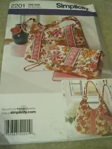 BAGS SIMPLICITY 2201 One Size Sewing Pattern UNCUT - Picture 1 of 2