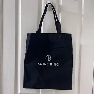 Anine Bing Black Remy Canvas Logo Tote Bag - Picture 1 of 10