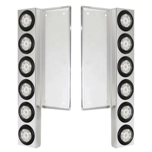 FL SS Front Air Cleaner Bracket With 12X 9 LED 2" Reflector Lights -Amber LED/Cl - Bild 1 von 2