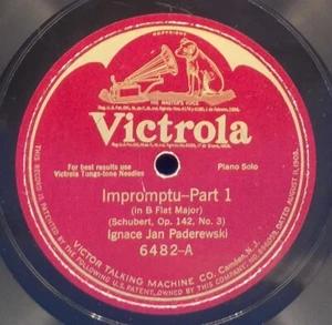 12" Ignace Jan Paderewski 78 SCHUBERT Impromptu in 2 Parts B Flat Major BX1D - Picture 1 of 2