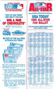 Major League Baseball 1989 All Star Game Fan Stimmzettel ungelocht Vintage USA Today - Bild 1 von 1