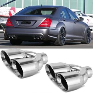2* Exhaust Pipe Muffler Slant Cut Outlet Stainless For Mercedes Benz SL450 SL500 - Picture 1 of 11