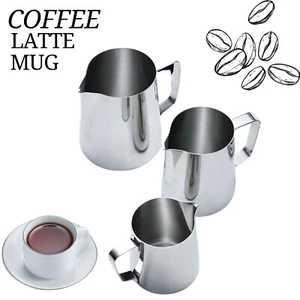 Stainless Steel Milk / Coffee Frothing Jug Frother Latte Container Metal Pitcher - Picture 1 of 6