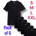 Pack of 6  Mens V-Neck T-Shirt 100% Cotton Vest Black Plain Short Slave S to XXL