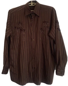 Camicia elegante uomo Kafé Style of Distinction marrone cioccolato ricamata, XL - Foto 1 di 8