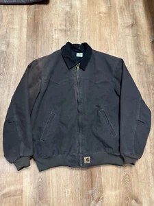 De Colección Carhartt Santa Fe J14 DKB Marrón Lona Chaqueta Bombardero Forrada Para Hombres 2XL Thrash - Imagen 1 de 14