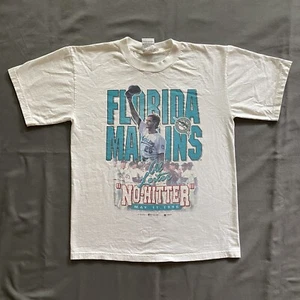 VTG 1990s Al Leiter Florida Marlins T Shirt Mens Large White MLB No Hitter 90s - Picture 1 of 12
