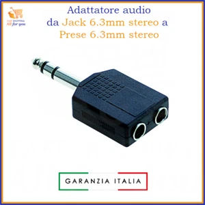 Adattatore jack 6.3 mm stereo doppio sdoppiatore splitter 2 femmina 1 audio cavo - Foto 1 di 1