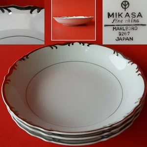 3 Mikasa Fine China Japan 'Marlboro' 9267 7.75" Coupe Soup Bowls. Platinum Trim - Picture 1 of 12