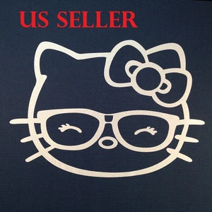 1pcs Hello Kitty W Eye Glasses Car Sticker Emblem Label / LapTop / iPad Stick #8 - Foto 1 di 2