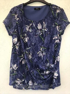 LADIES CAP SLEEVED LINED TOP SZE 10 FROM M&CO BLUE MIX FLORAL DESIGN WTH DETAIL - Picture 1 of 18