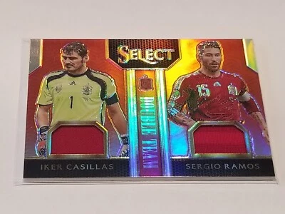 2015 Panini Select Soccer Double Team Iker Casillas Sergio Ramos Jersey Red /49 - Image 1 of 4