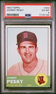 1963 TOPPS #343 JOHNNY PESKY PSA 6  77187184  Boston Red Sox