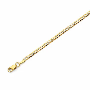 14k Gold Solid Cuban Pave Chain Necklace Two-Tone 16-22 Inches 2.7mm - Picture 1 of 9