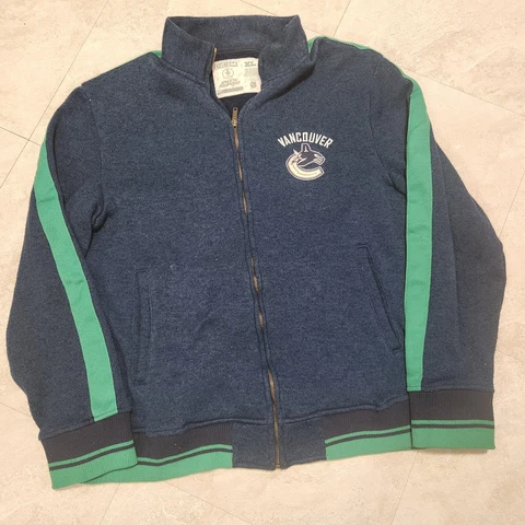 Vancouver Canucks CCM Hockey NHL Mens XL Blue Green Fleece Sweatshirt Jacket Cover