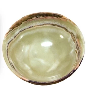 4" Green Onyx Bowl Natural Stone Dish Multi Color Serving Dish Ritual Kitchen. - Picture 1 of 2