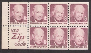 US. 1395d. 8c. Eisenhower. Booklet Pane of 7. S5. Dull Gum. Mint. NH. 1972 - Picture 1 of 2