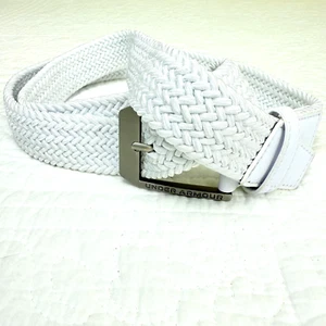 Under Armour White Golf Belt Braided Men's Sports Woven No-Hole Stretch 46" EUC - Picture 1 of 8