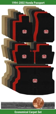 Juego de alfombrillas Velourtex personalizadas para Honda Passport '94-02 con logotipo (5 piezas) #RN9 Foto 1 de 4