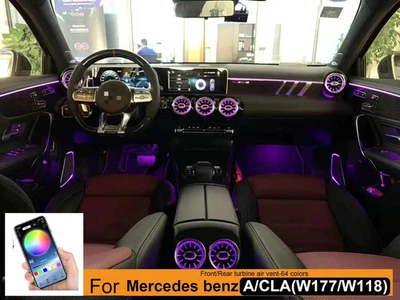 Luz ambiental LED de ventilación de aire para Mercedes Benz Clase A W177 2019-2025 APP 64 colores Foto 1 de 4