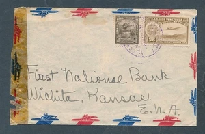 D449472 Venezuela Correo Aéreo Cubierta Banco Nacional Años 40 Caracas Wichita Kansas - Imagen 1 de 2
