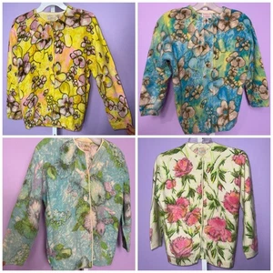 RARE COLLECTOR SET 1960s Darlene Angora Rabbit Cardigan Hand-Screened Prints - Picture 1 of 8