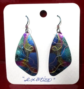 Orecchini pendenti Exotica Blue Loop Design NIOBIO/TITANIO RETRÒ VINTAGE 2 pollici usati in ottime condizioni - Foto 1 di 4