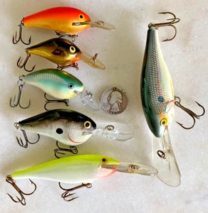 LOTE 6 CRANKBAITS RAPALA FAT RAP DIVER A DT-10 FOIL SEÑUELOS DE PESCA SHAD RAP DIVER - Imagen 1 de 9