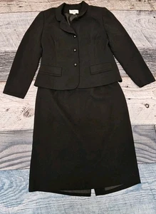 Conjunto de falda de dos piezas Le Suit blazer para mujer talla 12P y falda 14P negro  - Imagen 1 de 12