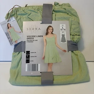 SERRA Trägerkleid Leinen/Viskose seitlich ausgeschnitten hellgrün Größe Large (12-14) - Bild 1 von 11
