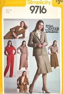 1980's Simplicity Misses' Shirt,Skirt,Pants,Jacket Pattern 9716 Size 16 UNCUT - Picture 1 of 2