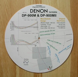 Cartridge Alignment Protractor for Denon DP-900M & DP-900MII Turntable Tonearms - Picture 1 of 8