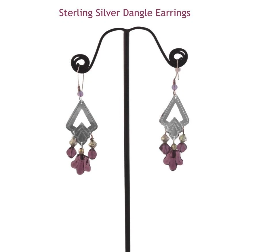 Pendientes de araña vintage púrpura - Pendientes de araña de plata de ley 925 Foto 1 de 3