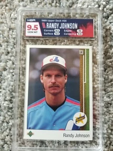 1989 Upper Deck Randy Johnson Montreal Expos #25 Baseball Card HGA 9.5 Gem Mint - Picture 1 of 2