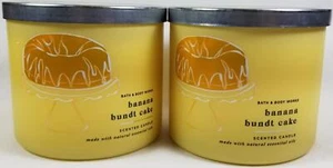 Bath Body Works Candle BANANA BUNDT CAKE Scented 3-wick Jars Lot of 2 Wax - Picture 1 of 5