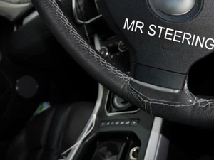 FOR VOLKSWAGEN T2 BAY WINDOW LEATHER STEERING WHEEL COVER GREY DOUBLE STITCHING - Picture 1 of 3