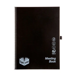 SPIRAX P703 MEETING BOOK SPIRAL BOUND 140 PAGE A4 BLACK - Picture 1 of 1