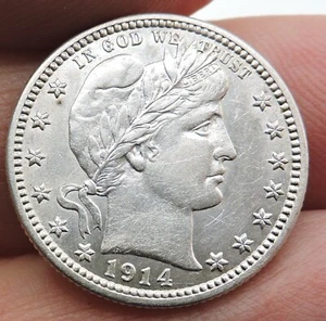1914 D Silver Barber Quarter Uncirculated - Picture 1 of 2